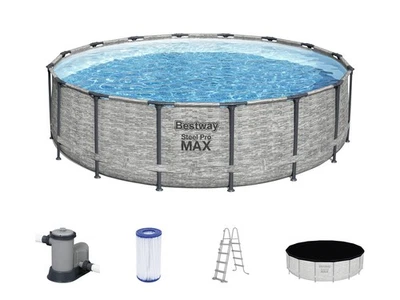 Bestway Pool Steel ProMAX™, mit Filtersystem und Treppe, Ø 488 x 122 cm - B-Ware - Bild 1 von 4