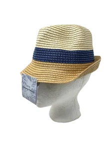 Cappello Tommy Bahama Bambini Beige Navy Paglia Fedora Spiaggia Ragazzi Vacanze NUOVO - Foto 1 di 8