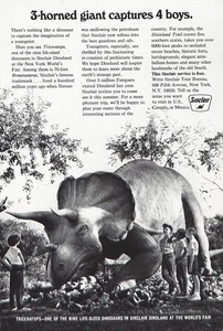 1965 Sinclair: Triceratops 3 Horned Giant Vintage Print Ad - Picture 1 of 1