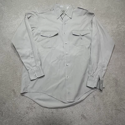 Vintage LL Bean  Safari Shirt Mens Medium 15.5 Beige Khaki  80s USA Made - Image 1 of 4