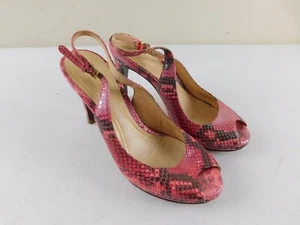 COLE HAAN Women's 5.5 B Pink Faux Snakeskin High Heel Peep Toe Shoes EUC - Picture 1 of 7