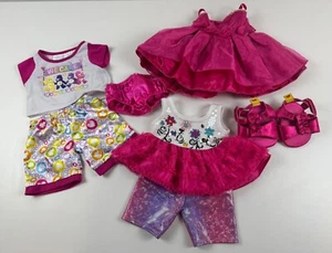 Build A Bear BAB Dark Pink Outfit Lot, Dress Care Bears Pajamas, Outfit & Heels - Picture 1 of 8