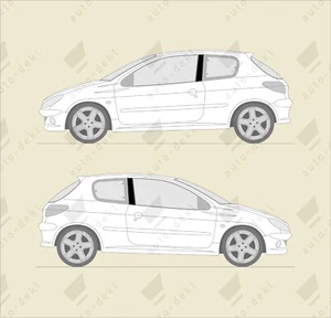 Fits Peugeot 206 GTI RC - GLOSS BLACK 3dr B Pillar Vinyl Sticker Decals *NEW* - Picture 1 of 2