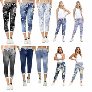Pantaloni italiani donna donna stampa floreale casual magia jogging pantaloni - Foto 1 di 17