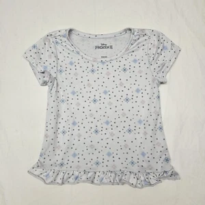 Disney Frozen 2 Toddlers Girls Short Sleeve Polka-dot Snowflake T-shirt Size 4T - Picture 1 of 11