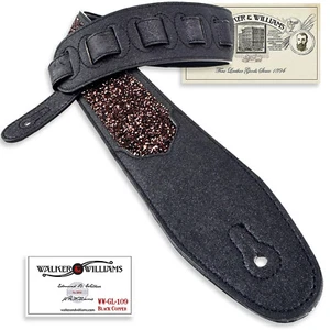 Walker And Williams GL-109 Cary Black Copper Glitter Bomb Padded Guitar Strap - Picture 1 of 14