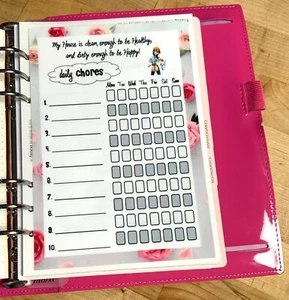 Programa de limpieza de tareas diarias tablero de dos lados para usar con Filofax A5~ - Imagen 1 de 3