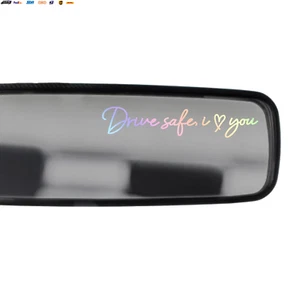2X Drive Safe, I Love You Rearview Mirror Decal, Rear View Mirror Vinyl Decal, V - Picture 1 of 4