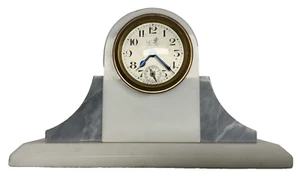 Antique Table Clock Alarm Clock Art-Déco Marble Working Brand To Lion - Bild 1 von 8