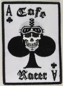Parche de motocicleta Cafe Racer, calavera, Ace of Clubs, motociclista - Imagen 1 de 1