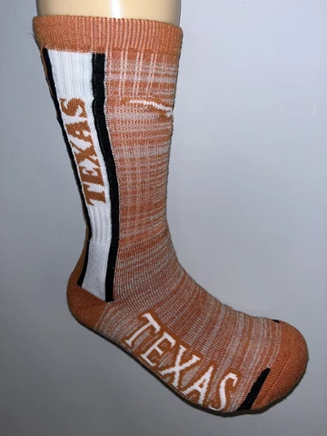 TEXAS LONGHORNS COLLEGE MENS LOGO VERTICAL SIDE CREW SOCKS LARGE Q Cover