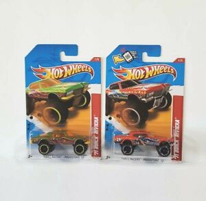 Hot Wheels '71 Buick Riviera Thrill Racers Prehistoric Red & Green Lot Of 2
