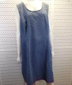 Vintage Eric Charles 90s Women's Dress Size 1X Denim Sundress All Cotton Blue VG - Picture 1 of 11