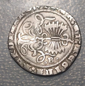 SPAIN BURGOS FERDINAND & ISABELA CATHOLIC MONARCHS 1 REAL CALICÓ 306 2.33g - Picture 1 of 2