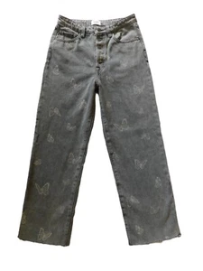 Simple Society Size 5 27 Super High Rise Straight Ankle Jeans Butterfly Raw Hem - Picture 1 of 6