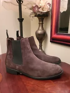 H&M Dark Brown Real Suede Ankle Chelsea Boots Men's size 11.5 MSRP $129 - Picture 1 of 9