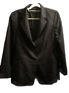 Escada 42 Blazer Silk Wool Black Jacket - Picture 1 of 18