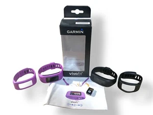 2 - Garmin VivoFit Heart Rate Activity Fitness Tracker w/ Black and Pink Bands - Picture 1 of 12
