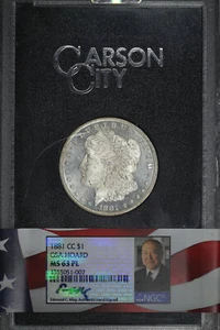 1881-CC GSA Morgan Dollar NGC MS-63PL With Box & Card - Only Moy Signature Label - Picture 1 of 2