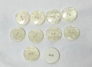10 Buttons Iridescent & White Two Sided Plastic Round 1” Two Hole Craft Sewing - Picture 1 of 1