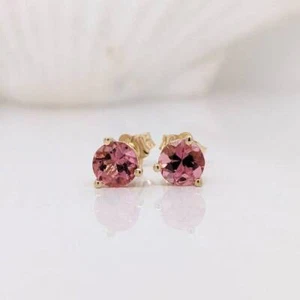 1.00 Ct Tourmaline Prong Stud Earrings 10k Solid Yellow Gold - Picture 1 of 5
