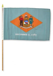 12x18 12"x18" State of Delaware Stick Flag wood Staff - Picture 1 of 1