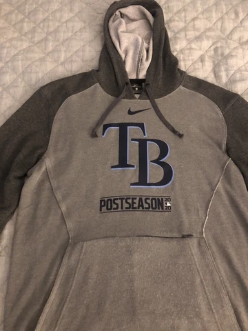 $100 Nike Dri Fit Mens Med Tampa Bay Rays MLB Baseball Dugout Game Field Hoodie Cover
