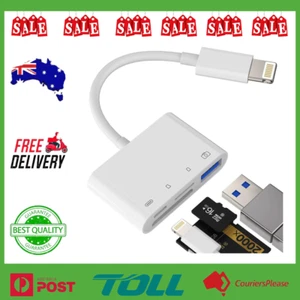 SD Card Reader for Iphone OTG Adapter Dongle Lightning to USB Micro TF Charger C - Picture 1 of 7