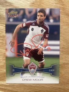 AUTOGRAPHED DREW MOOR 2012 Upper Deck very cool red paint pen - Picture 1 of 2