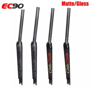 EC90 1-1/8" Threadless Carbon Fiber 700C Road Bike Straight Steerer Rigid Forks - Picture 1 of 13