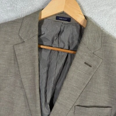 Blazer Abrigo Deportivo Stafford Para Hombres 44R 2 Botones Marrón Espiga Lino/Lana Tostado Foto 1 de 4