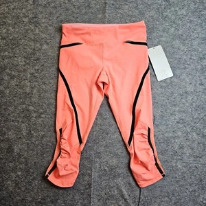 Lululemon Leggings Size 4 Run Pace Crop Pop Orange Bleached Coral See Photo - Picture 1 of 12