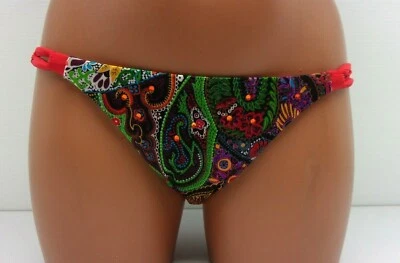 Sauvage Multi Color Paisley Side Twist Gem Embellished Bikini Bottom Small 321L - Image 1 of 3
