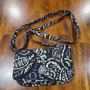 Vera Bradley Bandolera Cartera Paisley Noir Bolso de Hombro Turnlock Negro Blanco - Imagen 1 de 9