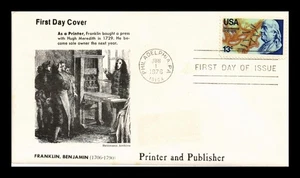 DR JIM STAMPS US COVER BENJAMIN FRANKLIN USA BICENTENNIAL FDC PRINTER PUBLISHER - Picture 1 of 2