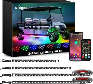 Nilight 4PCS Golf Cart Underglow LED Light Strip Dream Color Multi-Mode Neon Acc - Picture 1 of 9