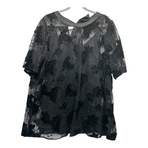 Blusa Floral Terciopelo Tórrido Tul Talla 2 (2X) Negra Cachicha Hada Femenina - Imagen 1 de 13
