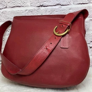 Coach 4161 Schultertasche Umhängetasche Leder rot Logo Anhänger Vintage aus Japan - Bild 1 von 24