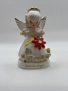 Vintage Napco A1372 December Christmas Angel Flower on Dress Looking Down Japan - Picture 1 of 6