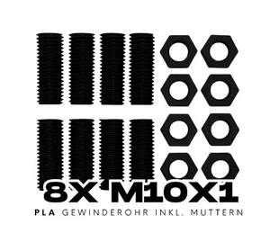 8x Lampenrohr M10 x 1 – 20mm Länge – 6mm Kabeldurchführung – Gewinderohr Lampen - Bild 1 von 7