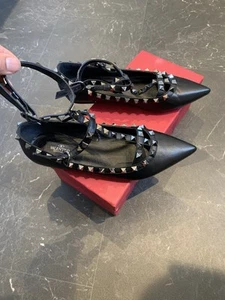 valentino rock stud gunmetal ballet ballerina flat shoes. size 36 uk 3 - Picture 1 of 5