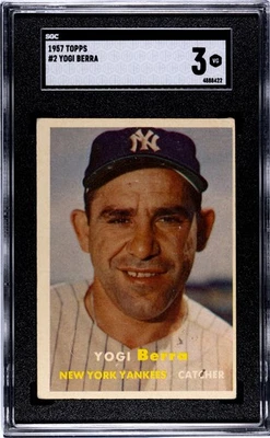 1957 Topps #2 Yogi Berra SGC 3 - Image 1 of 2