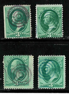 Collection Fancy Cancels COLOR TARGETS 3 Cent Washington Banknote US 26-11a - Picture 1 of 3
