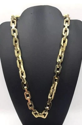 Collar Eddie Borgo Supra Eslabones 17" Chapado en Oro 12K Grueso Pesado Clásico Regalo Foto 1 de 4
