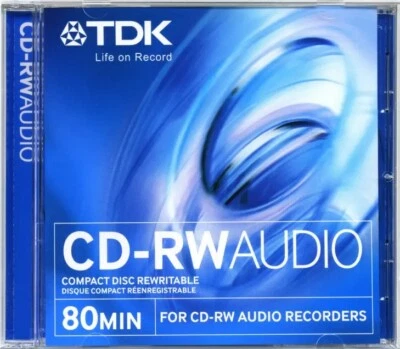 RARE TDK CD-RW 80 AUDIO 80 min Blank CD-RW Digital Audio For Music Only - Image 1 of 3