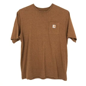 Carhartt Mens Shirt XLT XL Tall Loose Fit Brown Short Sleeve Logo Pocket Tee K87 - Picture 1 of 18