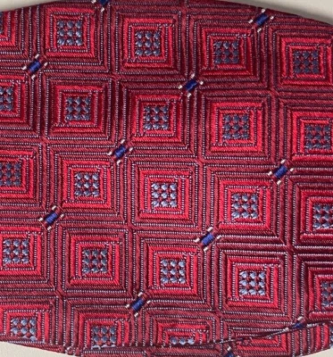 Bow Tie Men Silk Iridescent Red Burgundy Blue Geometric SELF TIE Bowtie - Image 1 of 4