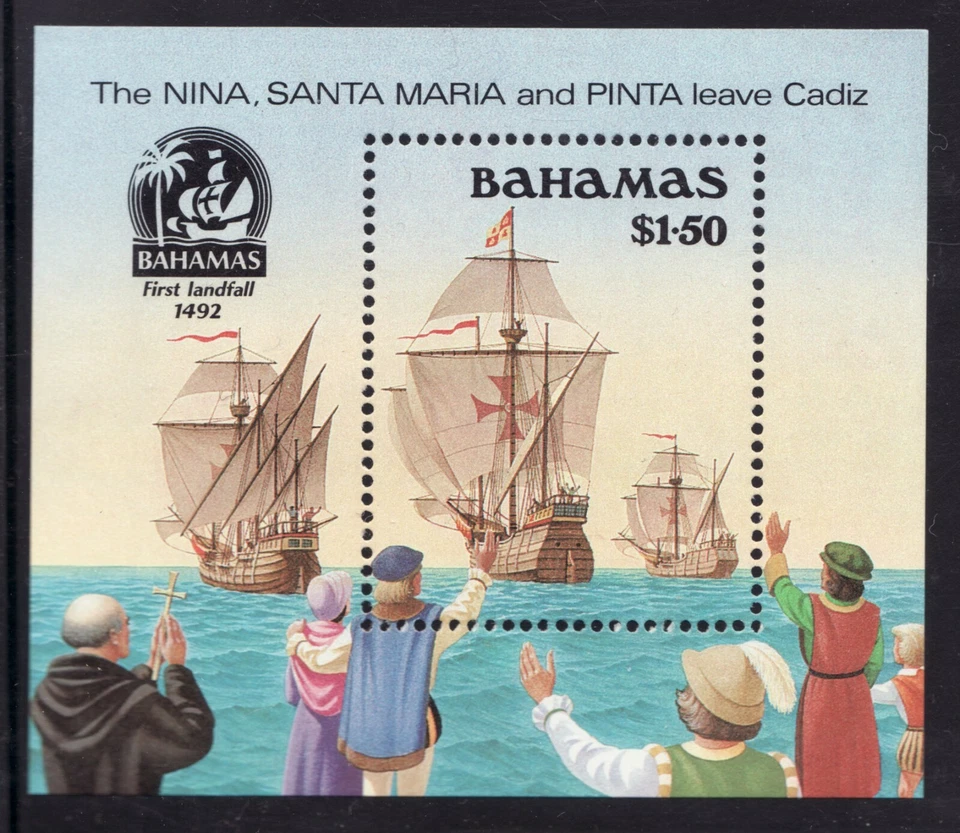 1990 Bahamas #692 ss - Voyage of Columbus 500th Anniv.  Sailing ships MNH - Cv$9 - Image 1 of 1