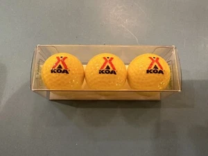 SET of 3 New KOA Graphics Bright Yellow Golf Balls RV Camping Travel Trailer NIP - Picture 1 of 3