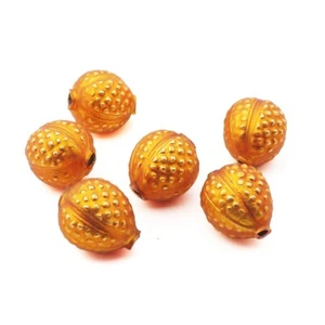 Lot (6) Czech matte orange blown glass walnut Christmas tree ornament beads 30mm - Picture 1 of 2